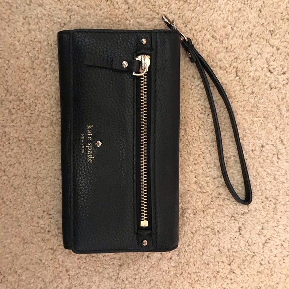 ♠️Kate Spade ♠️ Black Wristlet Wallet - Picture 1 of 7